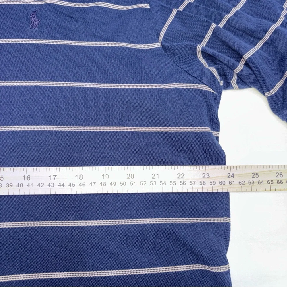 Ralph Lauren Golf Polo Men Extra Large Blue Tan Color Stripe Pima Cotton Shirt